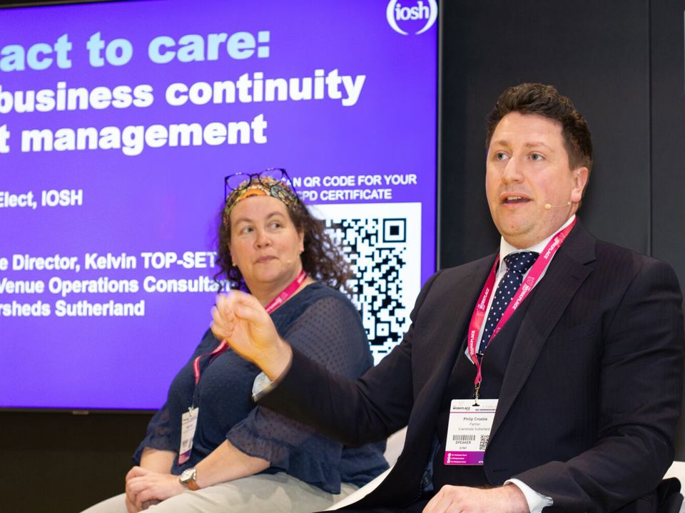 Philip Crosbie and Miriam Stone on stage