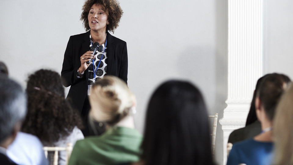 Woman delivering presentation