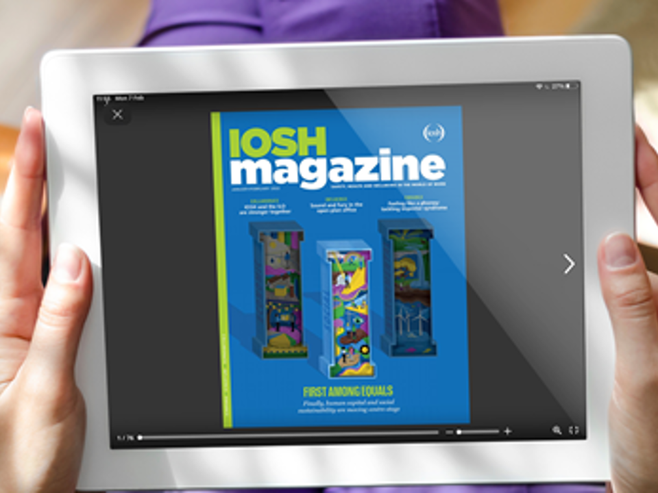 iosh magazine on tablet