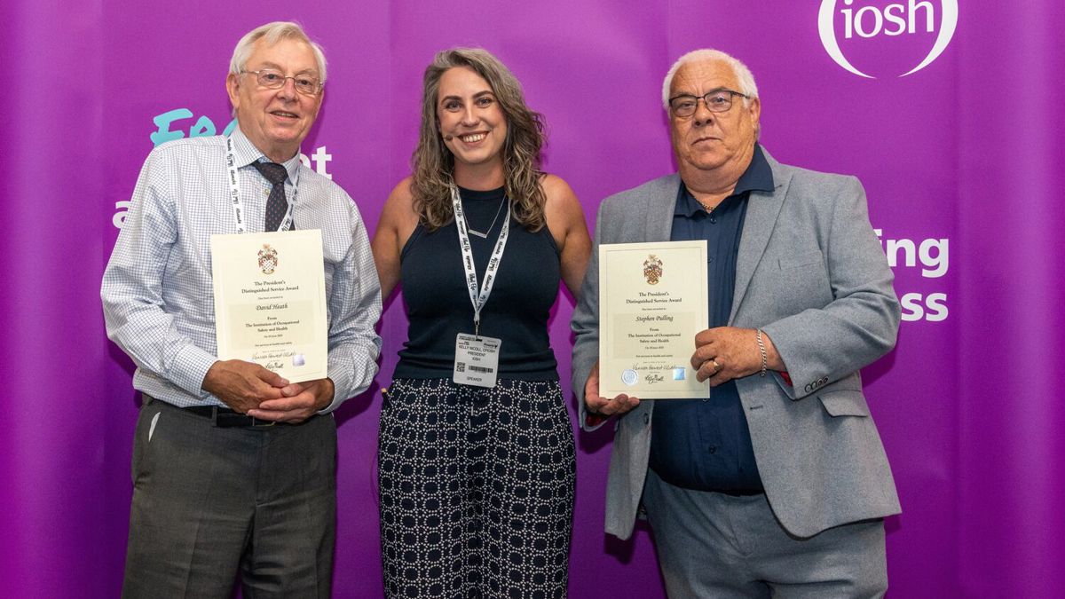 IOSH President Kelly Nicoll with two recipients of IOSH presidential awards