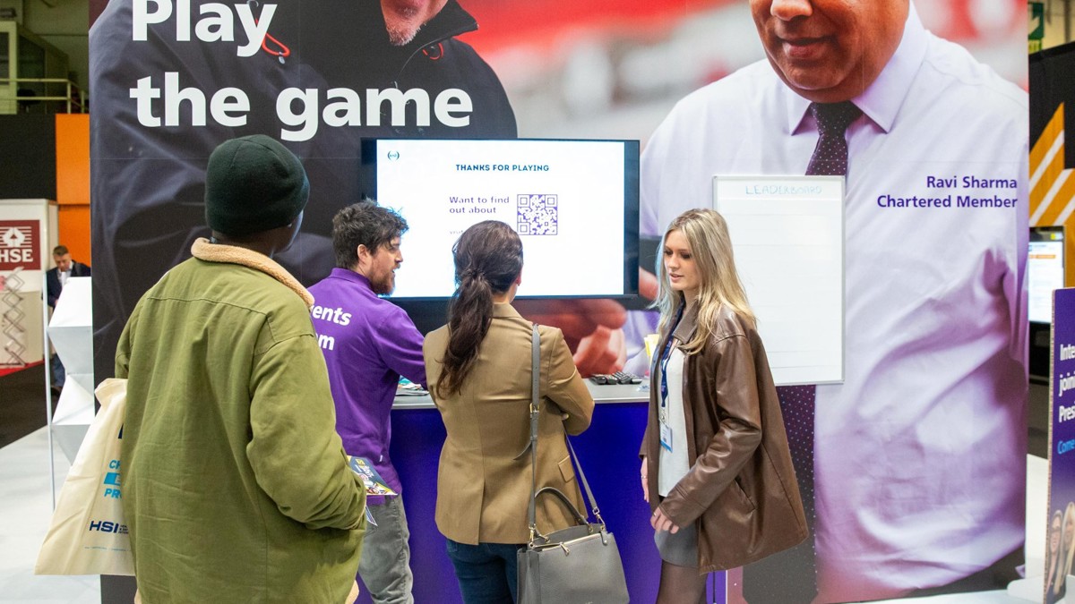 Game for health and safety professionals at IOSH stand