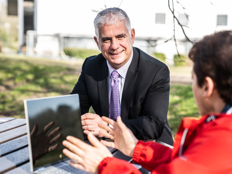 Man and woman talking