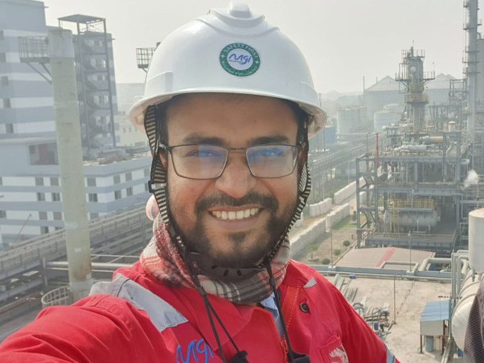 Ali Kamal Mostofa Rubel outdoors in protective gear