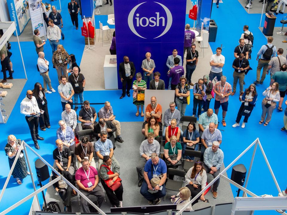 Crowd at IOSH mini theatre during SHW Live London conference in 2025