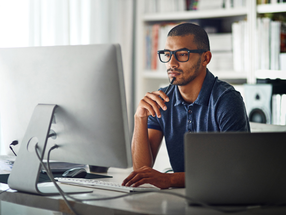 Man sitting at a computer