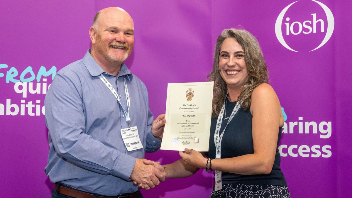 Tim Harnett with IOSH President Kelly Nicoll